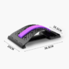 Dimensions du masseur dos : largeur 38,5 cm, profondeur basse 16,5 cm, profondeur haute 25 cm.
