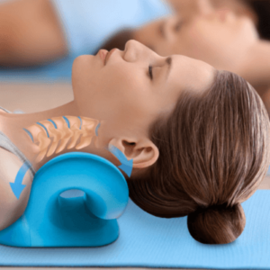 Oreiller ergonomique cervical conçu pour traiter et soutenir la courbure cervicale, offrant un confort et un alignement optimal du cou.