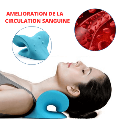 Oreiller ergonomique cervical favorisant l'amélioration de la circulation sanguine et le confort du cou.