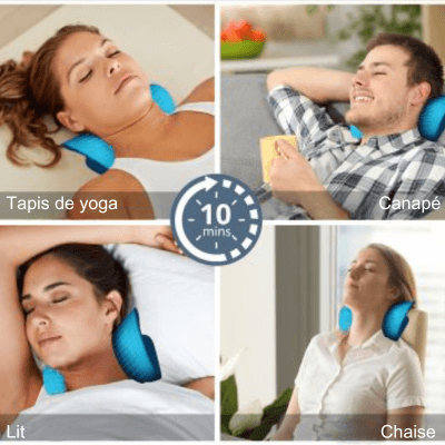 Conseils d'utilisation pour l'oreiller ergonomique cervical : aération après réception, durée initiale courte, utilisation correcte pour soulager les douleurs cervicales efficacement sur différentes surfaces.