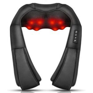 Masseur cervical shiatsu chauffant en coloris noir, élégant et adapté à tous les styles.