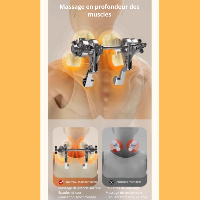 Masseur 6D pour épaules et nuque avec chaleur, technologie "bouche du tigre" et massage biotonique