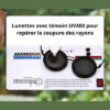 Lunettes avec témoin UV400 pour repérer la coupure des rayons