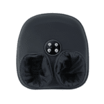 Masseur de pieds électrique noir design, fonctionnalités avancées pour bien-être et relaxation.