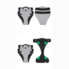 "Ceinture de soutien chauffante avec vues avant, arrière et intérieur, pads ergonomiques verts, dispositif pour soulager les douleurs du bas du dos"