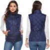Veste d’hiver bleue femme, vue de face et de dos.