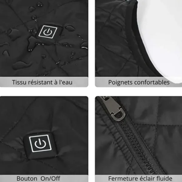 Veste d’hiver femme résistante à l’eau avec poignets confortables, bouton On/Off et fermeture éclair.