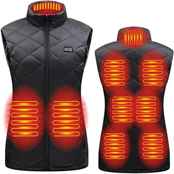 Veste d'hiver femme noire avec 9 zones de chaleur.